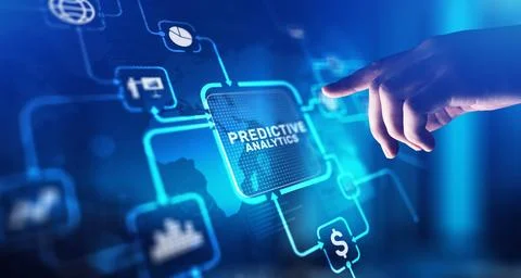 Predictive Analytics Leveraging Data for Future Insights, projection on a vir Foto stock