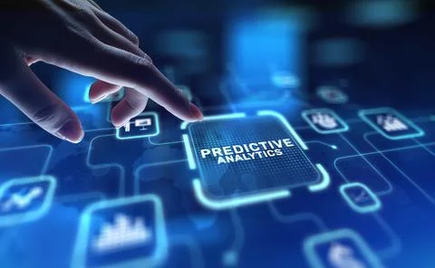 Predictive Analytics Leveraging Data for Future Insights, projection on a vir Stock Photos