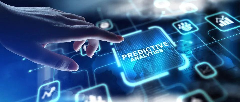 Predictive Analytics Leveraging Data for Future Insights, projection on a vir Stock Photos