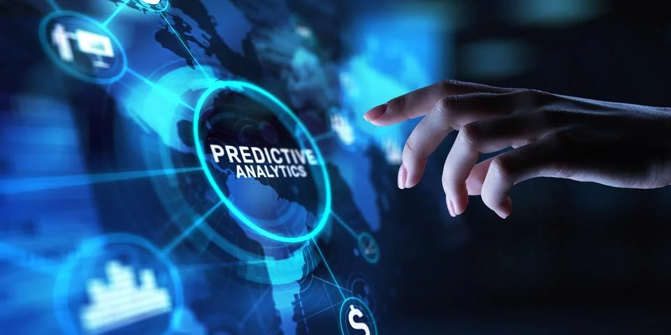 Predictive Analytics Leveraging Data for Future Insights, projection on a vir Stock Photos