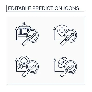 Predictive analytics line icons set イラスト素材