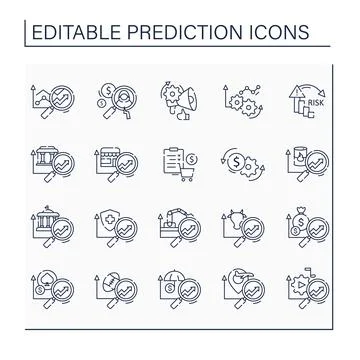 Predictive analytics line icons set イラスト素材