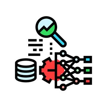 Predictive analytics machine learning color icon vector illustration Stock Illustration