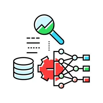 Predictive analytics machine learning color icon vector illustration 库存插图
