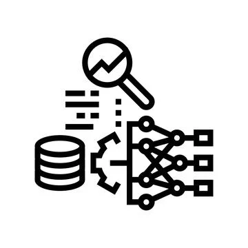 Predictive analytics machine learning line icon vector illustration Stock Illustration