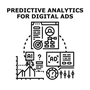 Predictive analytics optimizing digital ads concept Stock Illustration