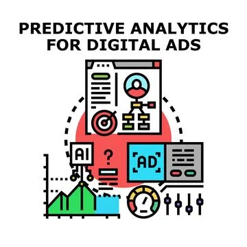 Predictive analytics optimizing digital ads concept Stock Illustration