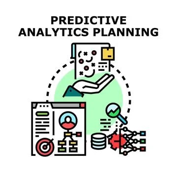 Predictive analytics planning for business forecasting and strategy Stock Illustration