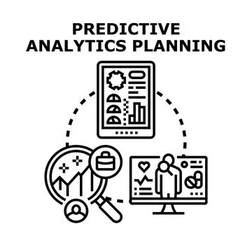 Predictive analytics planning using data management strategy Stock Illustration