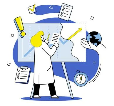 Predictive analytics. The prediction future outcomes is key objective predictive Stock Illustration