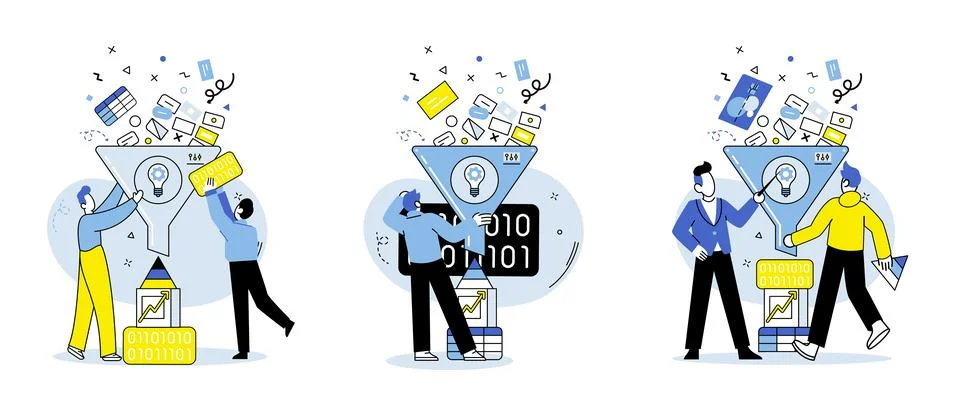 Predictive analytics. Prognostic analysis uses statistical data and predictive Illustrazione stock