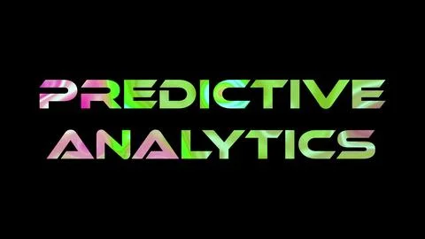 Predictive Analytics text on black background. Multicolored glossy technolo.. Stock Illustration