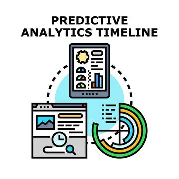 Predictive analytics timeline concept for data forecast Stockillustratie