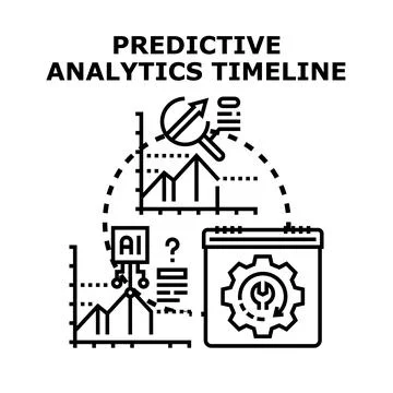 Predictive analytics timeline concept for data forecasting Stock Illustration