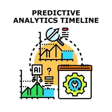 Predictive analytics timeline concept for data forecasting Stock Illustration