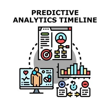 Predictive analytics timeline visualizing data forecasting strategy Illustrazione stock