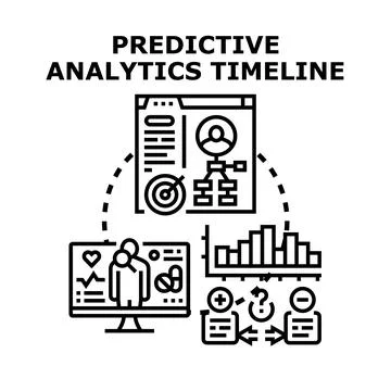 Predictive analytics timeline visualizing data forecasting strategy Stock Illustration