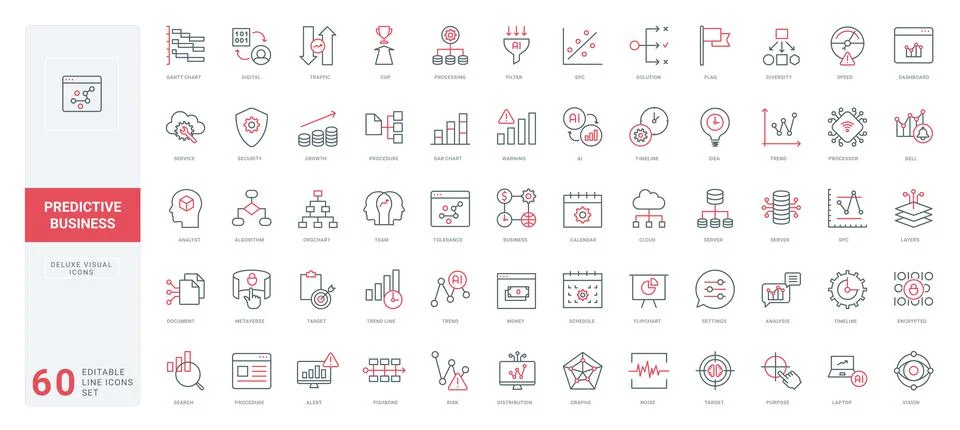 Predictive Business Analytics and Data Monitoring Stock Illustration