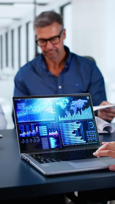 Predictive Business Analytics On Laptop Computer Stock Footage 291313674