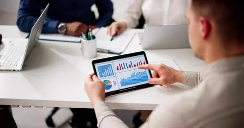 Predictive Business Analytics On Tablet Computer Stock Photos