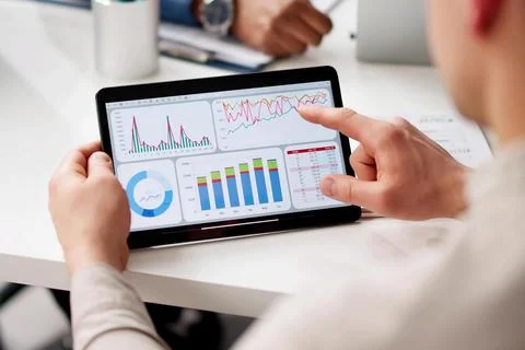 Predictive Business Analytics On Tablet Computer Stock Photos