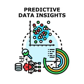 Predictive data insights analyzing business information technology Illustrazione stock