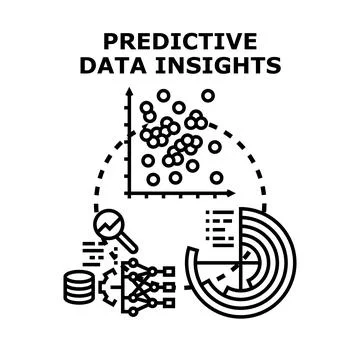Predictive data insights analyzing business information technology Stock Illustration