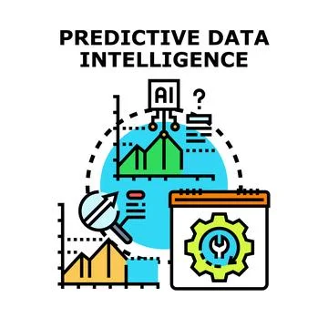 Predictive data intelligence analyzing future business outcomes Stockillustratie