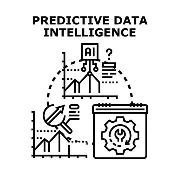 Predictive data intelligence analyzing future business outcomes Stock Illustration