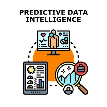 Predictive data intelligence analyzing information for business insights Stock Illustration