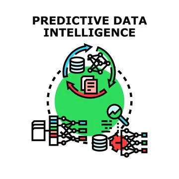 Predictive data intelligence analyzing information for insights Stock Illustration