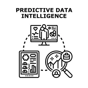 Predictive data intelligence analyzing information for business insights Stock Illustration