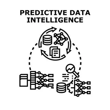 Predictive data intelligence analyzing information for insights Stock Illustration