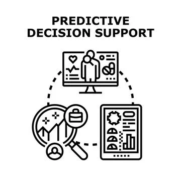 Predictive decision support system analyzing data for informed choices Stock Illustration