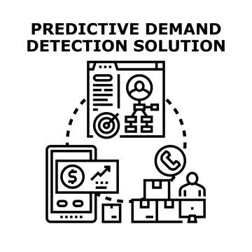 Predictive demand detection solution analyzing market trends Stock Illustration