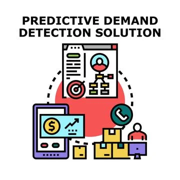 Predictive demand detection solution analyzing market trends Stock Illustration