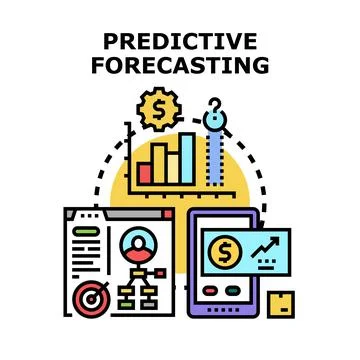 Predictive forecasting analyzing business data and trends Stock Illustration