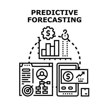 Predictive forecasting analyzing business data and trends Stock Illustration