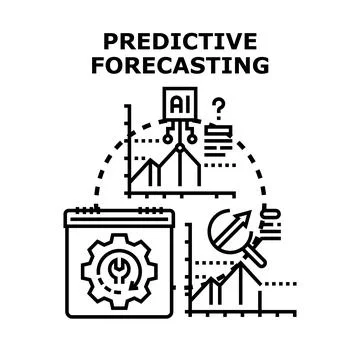 Predictive forecasting process using artificial intelligence for data analysi Stock Illustration