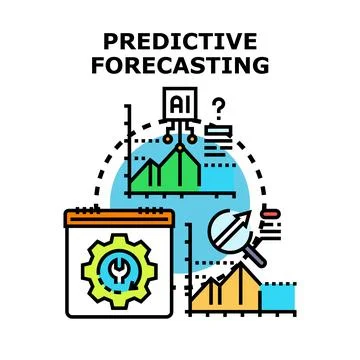 Predictive forecasting process using artificial intelligence for data analysi Stock Illustration