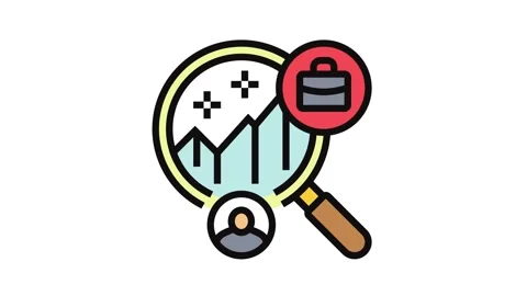 Predictive hiring algorithms head hunting color icon animation Stockbeeldmateriaal 326116209