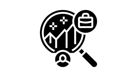 Predictive hiring algorithms head hunting glyph icon animation Stock Footage 326142575