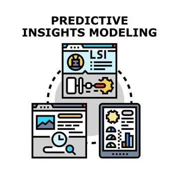 Predictive insights modeling concept creating business strategy Stock Illustration