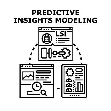 Predictive insights modeling concept creating business strategy Stock Illustration