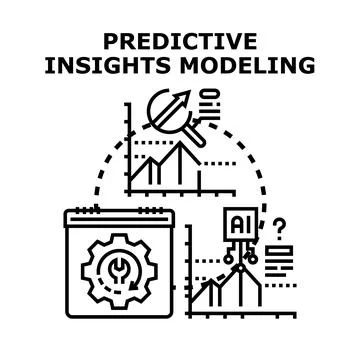 Predictive insights modeling for data analysis and future trend Stock Illustration