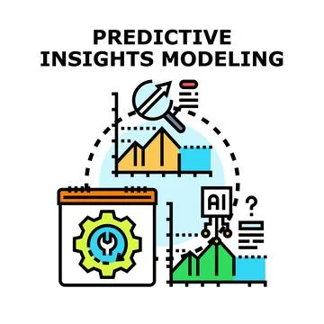 Predictive insights modeling for data analysis and future trend Stock Illustration