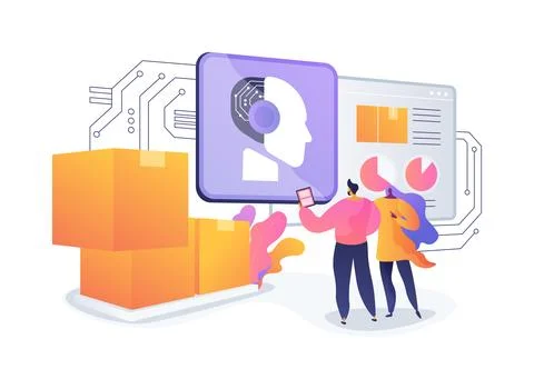 Predictive Inventory Analytics with AI abstract concept vector illustration. Stock Illustration