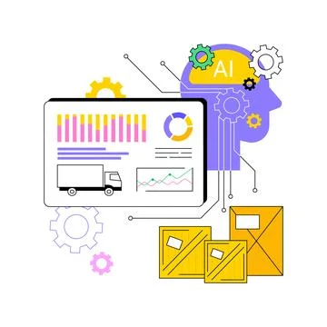 Predictive Inventory Analytics with AI abstract concept vector illustration. Illustrazione stock