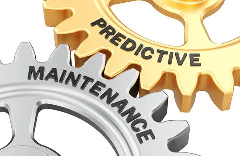 Predictive maintenance concept with interlocking gears. 3D rendering Stock Illustration