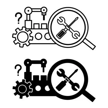 Predictive Maintenance Icons. Line and Glyph Vector Illustrations. Real-Tim.. Stock Illustration